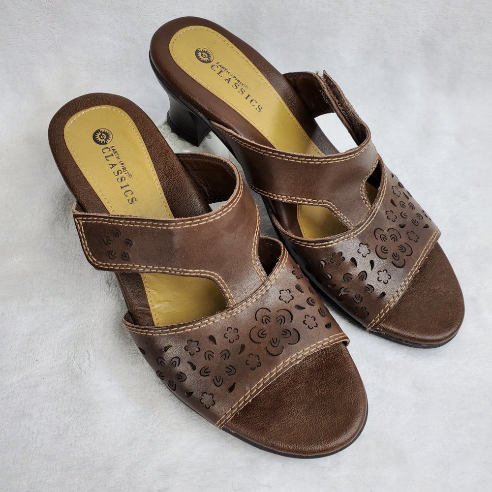 Earth Spirit Classics Heeled Slide Open Toe Sandals "Edith" Size 7
